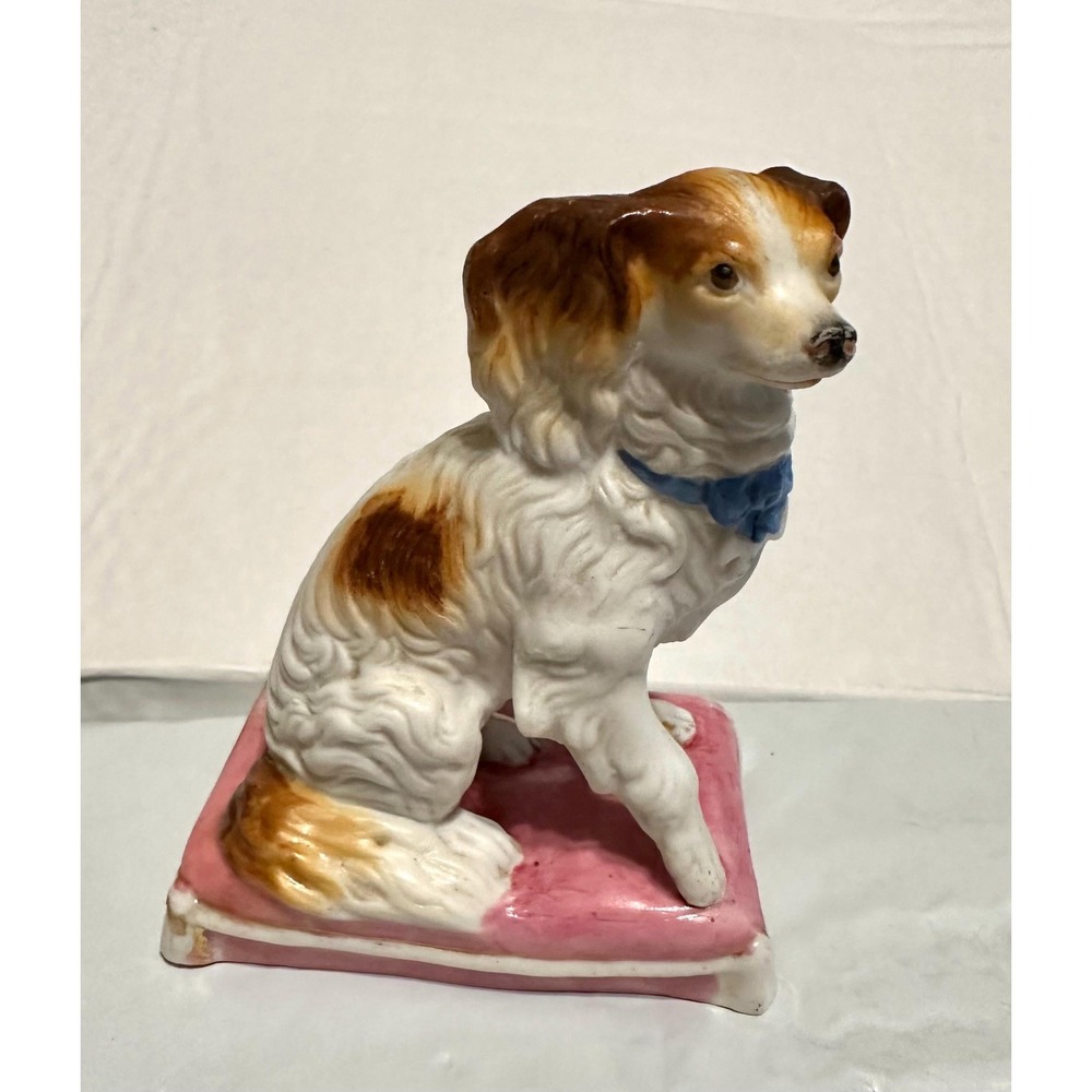 Antique Heubach Bisque King Charles Cavalier Spaniel Dog Figurine 4.75"